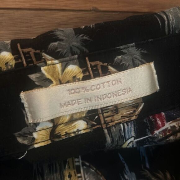 Vintage Campia Moda Mens Black Tropical Short Sleeve Button Down Shirt Large - Picture 3 of 6